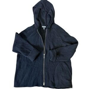 Classiques Entier Black Zip Up Wool Hoodie Sweater Large